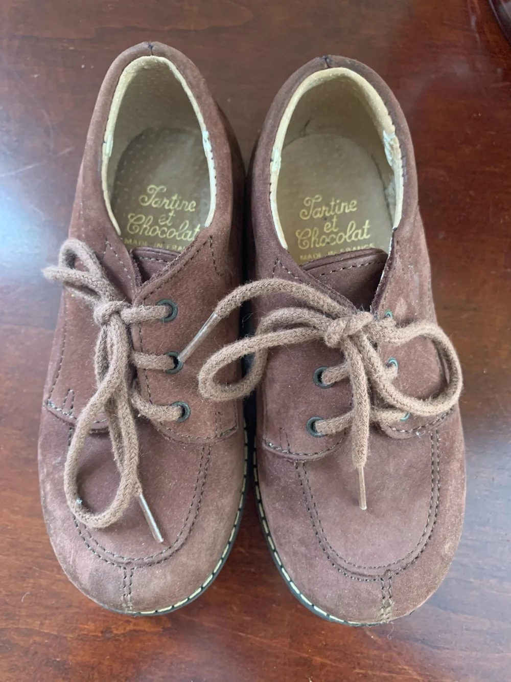 Vintage Tartine et Chocolat Toddler Brown Suede Lace-Up Casual Shoes